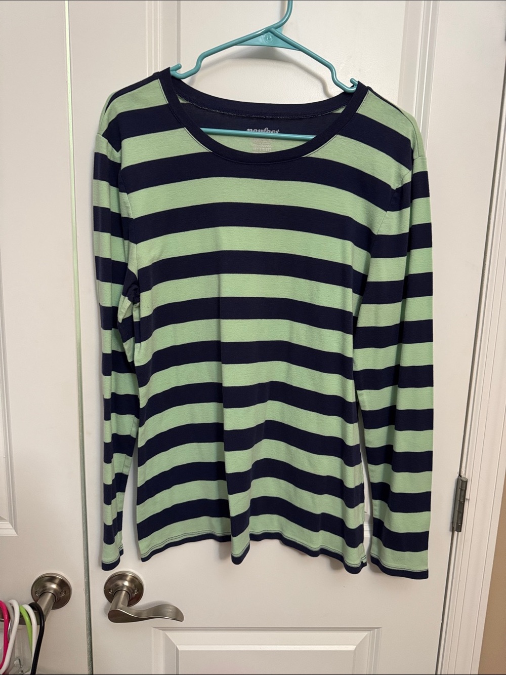 Old Navy Striped Crewneck Tee - Navy & Mint